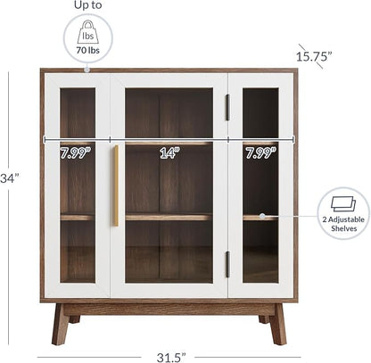 BELLEZE Set of 2 Sideboard 31 Inch Buffet Cabinet - Image 2