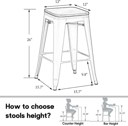HAOBO Home 26" Backless Metal Counter Stool Height Barstools - Image 2