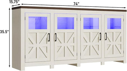74" Large LED Farmhouse TV Stand - Image 2