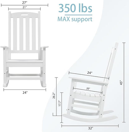 Psilvam Oversized Outdoor Rocking Chair Set of 2, HDPE Porch Rocker - Image 3