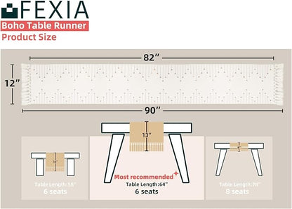 FEXIA Boho Table Runner with Tassels 90 Inches Long - Image 2