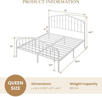 SHA CERLIN Queen Size Metal Platform Bed Frame - Image 2