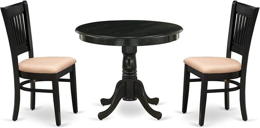 East West Furniture ANVA3-BLK-C 3 Piece Modern Dining Table Set Contains a by EastWestFurniture
