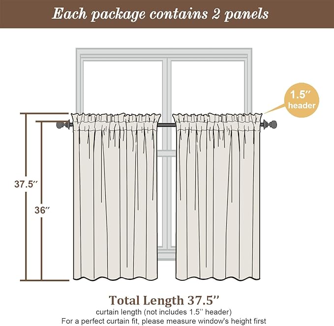 Chyhomenyc Sage Green Semi Sheer Curtains 36 Inch Length, Light Filtering Faux - Image 5