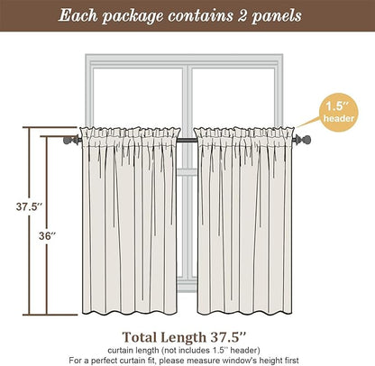 Chyhomenyc Sage Green Semi Sheer Curtains 36 Inch Length, Light Filtering Faux - Image 5
