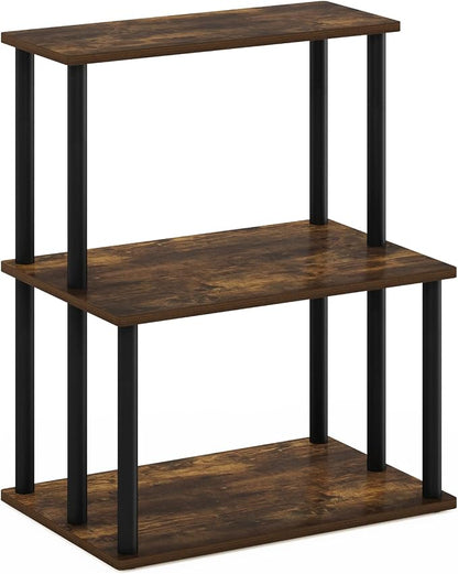 Furinno Turn-N-Tube 3-Tier Toolless Kitchen Storage Shelf, Amber Pine/Black - Image 5