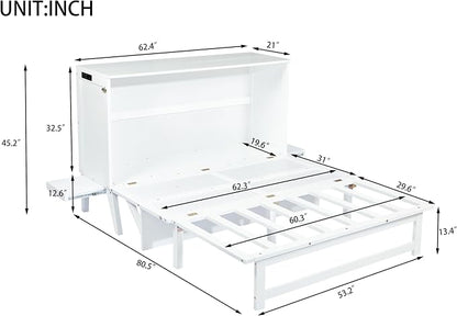 Queen Size Murphy Bed with USB Port and Removable Shelves on Each Side - Image 2