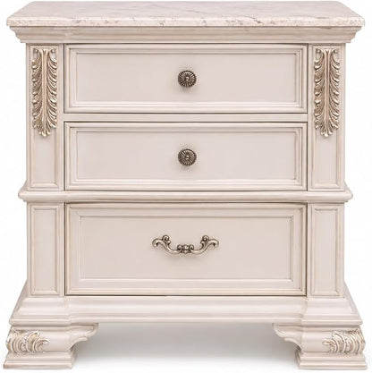 First of a Kind Traditional Wood Bedside Table Santa Monica Collection White - Image 2