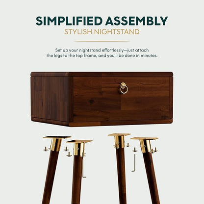 Bme Alden Solid Wood Nightstand/Side Table/End Table, Fully Assembled, - Image 6