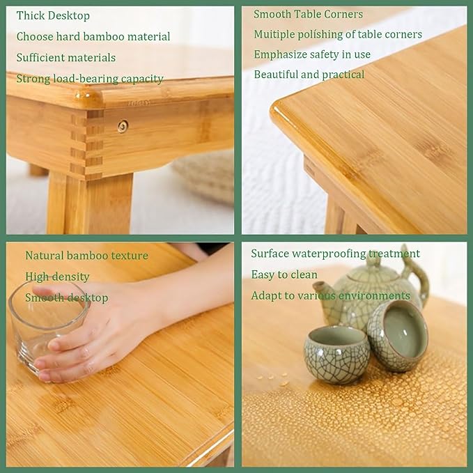 SH-tables Folding Bamboo Desk, Japanese-Style Square Table, Various Sizes - Image 4