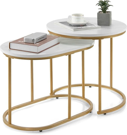 Giantex Modern Nesting Coffee Table Set of 2, Coffee Table & End Table Sets by Giantex