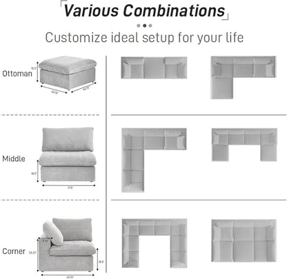 Cloud Couch Modular Sectional Sofa, 5 Seater Minimalist Deep Couches, Sofa - Image 5