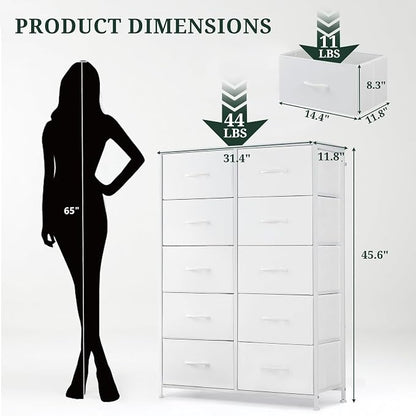10-Drawer Dresser for Bedroom, Anti-Tip Tall Storage Organizer Chest of Drawers - Image 3