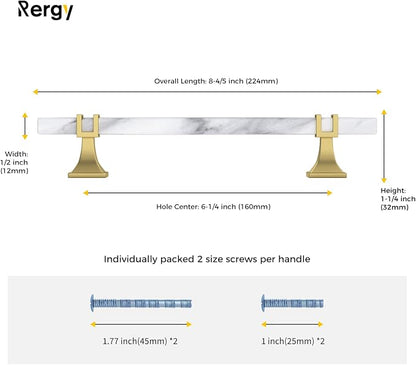Rergy Cabinet Handles Marble Drawer Pulls and Knobs, T-Bar Hardware - Image 2