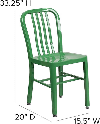 Flash Furniture Gael Commercial Grade 2 Pack Green Metal Indoor-Outdoor Chair - Image 3