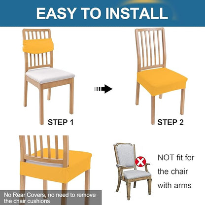 Smiry Waterproof Seat Covers for Dining Room Chairs Set of 8, Stretch Jacquard - Image 5