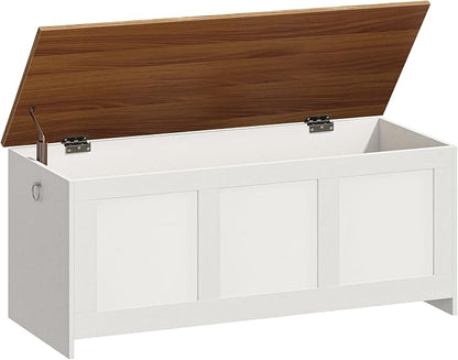HOOBRO Storage Bench, 43.3" Retro Wooden Storage Chest, Wooden Storage Trunk by HOOBRO