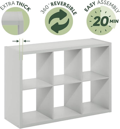 Furinno CUBICLE Book Shelf, 6-Cube Bookshelf, Extra Thick Frame Horizontally & - Image 8