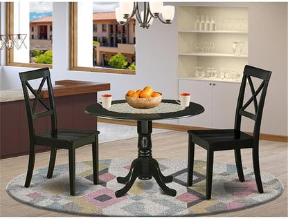 East West Furniture DLBO3-BLK-W 3 Piece Dining Table Set - Image 2
