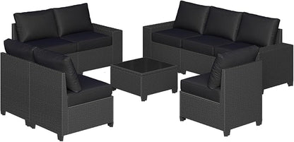 Aoxun Patio Furniture Set, Widen Armrests Wicker Outdoor Sectional - Image 10