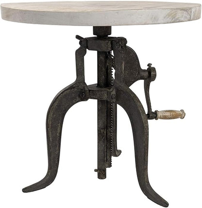 Carolina Chair & Table Adjustable Hand Crank 18" Wooden Top Rustic Side Table - Image 4