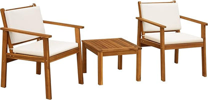 Flamaker Patio Chairs 3 Piece Acacia Wood Patio Furniture - Image 7