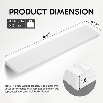 BAYKA Floating Shelves, 48 inches Long Heavy Duty Wall Mounted Rustic Wood - Image 3