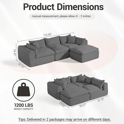 Modular Cloud Couch Sectional, Boneless Sofa - Image 3