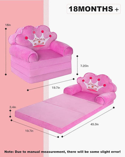 MOONBEEKI Kids Couch Fold Out, Foldable Princess Chair - Image 3