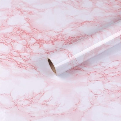 practicalWs 23.6in ×118in White Pink Marble Wallpaper Peel and Stick by practicalWs