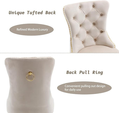 KCC Velvet Dining Chairs Set of 4, Upholstered High-end Tufted Dining Chair - Image 6