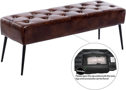 DUHOME Button-Tufted Ottoman Bench, Upholstered Bedroom Benches Footrest Stool - Image 4