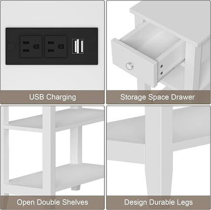 ChooChoo Narrow End Table with Charging Station, Side Table Living Room with - Image 6