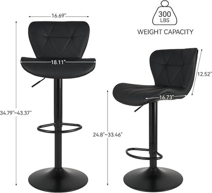 Nalupatio Modern Bar Stools Set of 2, Adjustable Faux Leather Upholstered - Image 2