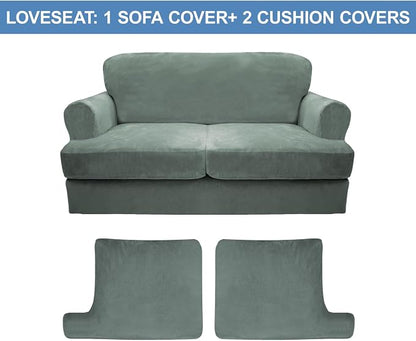 CUCRAF Cushion Sofa Cover 3 Piece Slipcovers, Soft Thick Velvet Couch Cover - Image 5