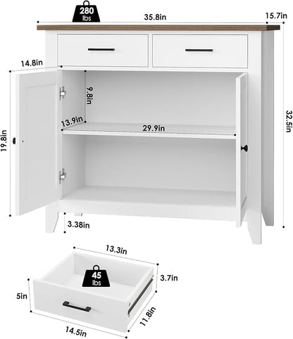HORSTORS Kitchen Storage Cabinet, Modern Farmhouse Buffet Cabinet - Image 3