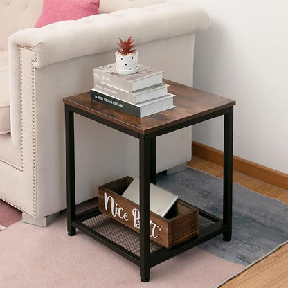 Industrial End 2-Tier Side Table - Image 2