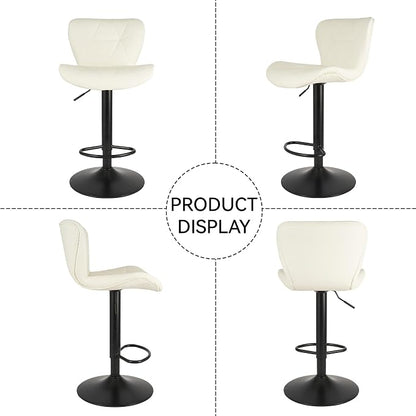 Nalupatio Modern Bar Stools Set of 2, Adjustable Faux Leather Upholstered - Image 7