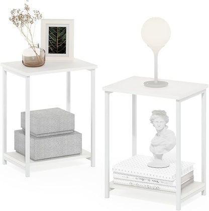 Furinno Simplistic Side Table Set of 2, 2-Tier Modern Metal Frame End Table - Image 4