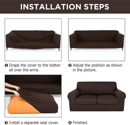HunnmingRe Sofa Covers for 3 Cushion Couch Stretch Sofa and Loveseat Covers Set - Image 3
