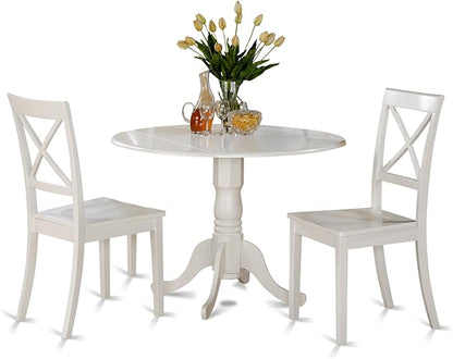 East West Furniture DLBO3-WHI-W 3 Piece Dining Room Table Set Contains a Round by EastWestFurniture