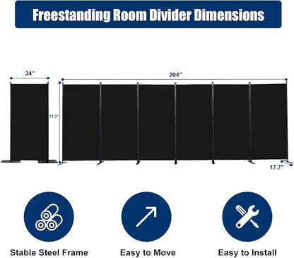 Room Divider 6FT Portable Room Dividers and Folding Privacy Screens, 6 Panel - Image 6