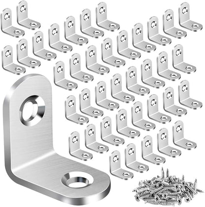 40PCS L Bracket Corner Brace, Stainless Steel L Brackets by Vicuna+R