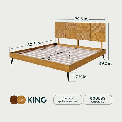 Bme Rhombus King Bed Frame – Solid Rubber Wood - Image 2