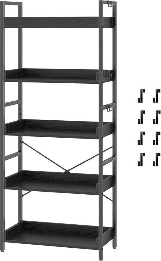 HCHQHS 5 Tier Bookshelf, Adjustable Industrial Bookcase, Vertical Tall Book by HCHQHS