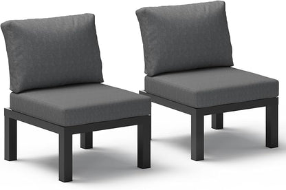 Aluminum Outdoor Patio Sofa Set, 2 Seats Modular Sectional Single Seat Sofa by Oasbira