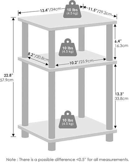 Furinno JUST Side Table, 3-Tier End Table, Open Shelves Night Stand, Bedside - Image 2