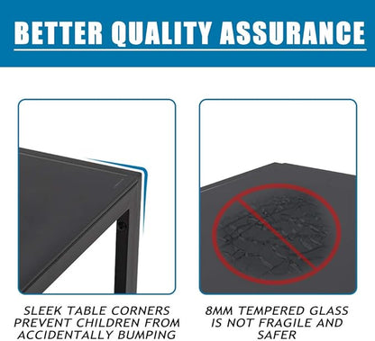 FDW | 5-Piece Dining Table Set | Black | Glass Kitchen Table - Image 5