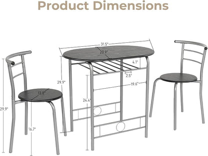 VINGLI 3 Piece Dining Set, Small Kitchen Table Set - Image 6
