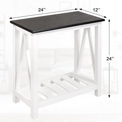 Farmhouse End Side Table Wood Frame Narrow Side Table - Image 3